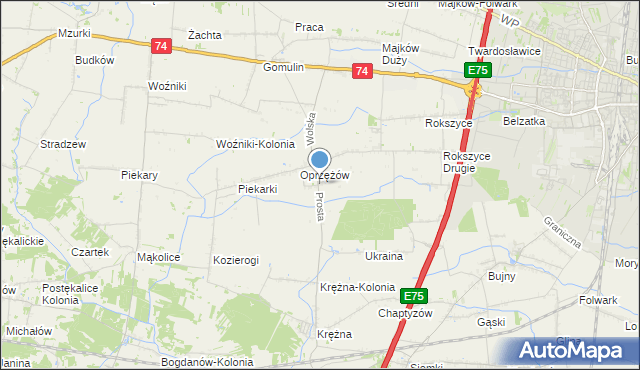 mapa Oprzężów Kolonia, Oprzężów Kolonia na mapie Targeo